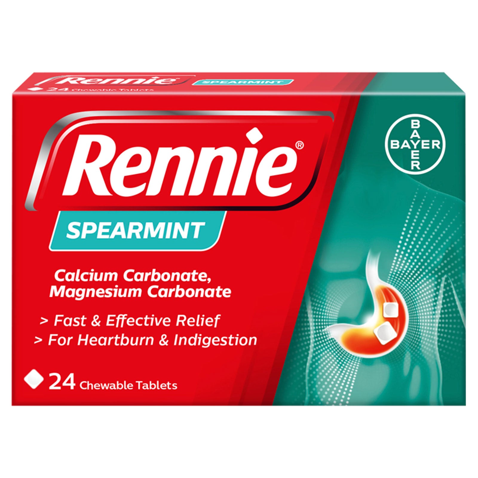 Rennie Spearmint 24 Chewable Tablets