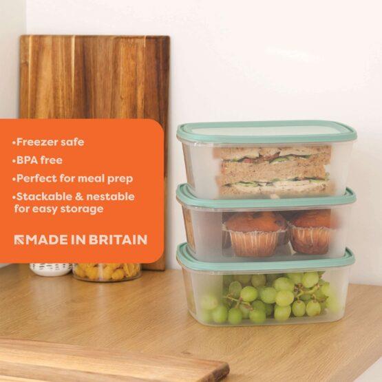 Set 3 Everyday 2L Food Box & Lid Clear