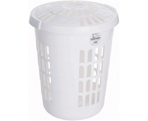 WHAM Laundry Deluxe round laundry hamper Whiteo