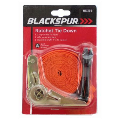 Blackspur Ratchet Tie Down Strap, 1 Inch x 15 Feet