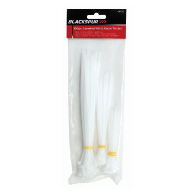 Blackspur 100pc White Cable Tie Set