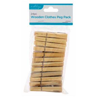 24 Piece Wooden Clothes Peg Pack