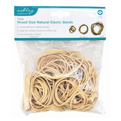 100G Mixed Size Natural Elastic Bands