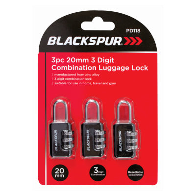 3PC 20MM 3 Digit Combination Luggage Locks