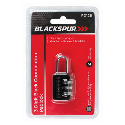 3 Digit Black Combination Padlock