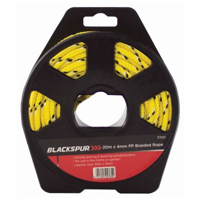 Blackspur 20m X 4mm Pp Braided Rope On Reel