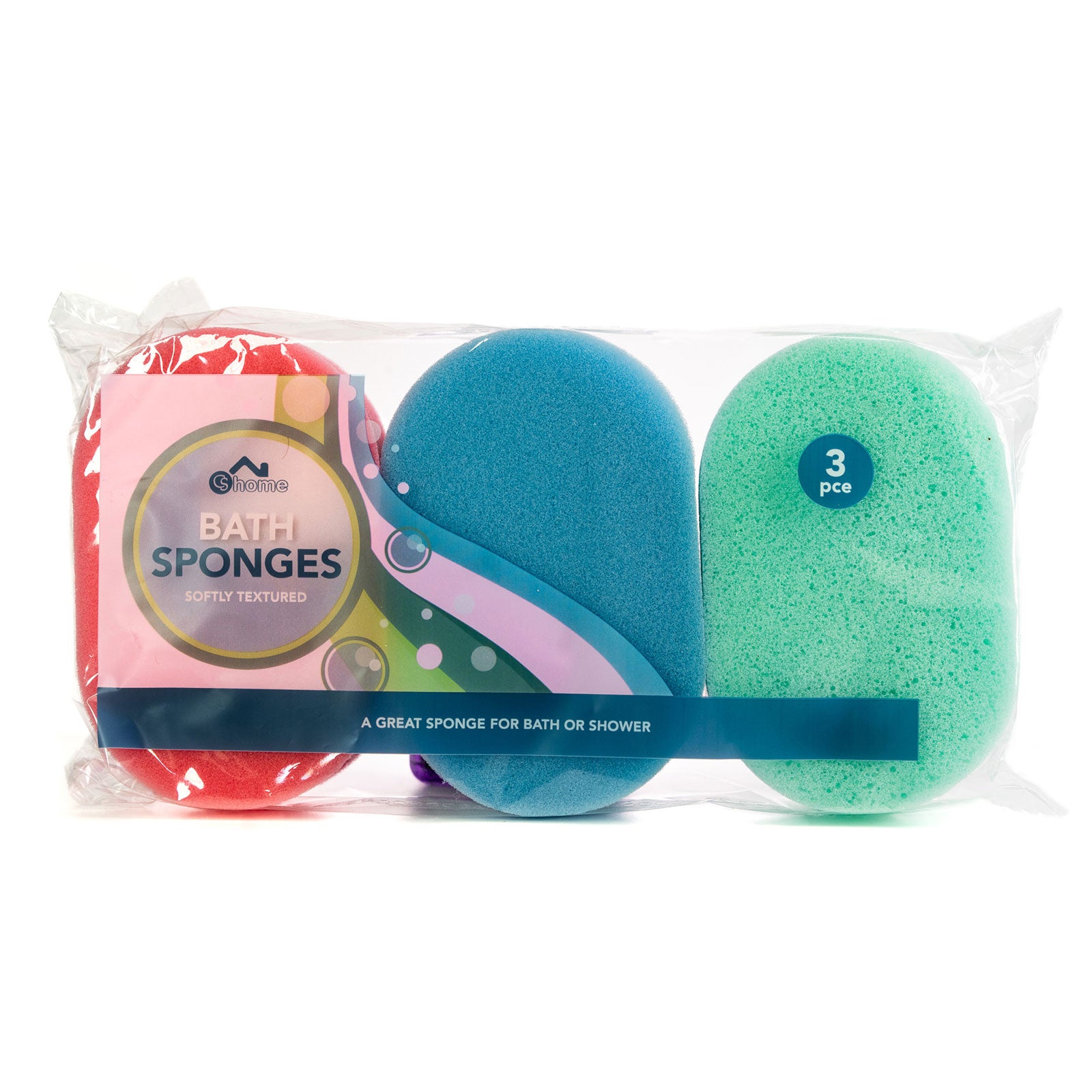 Cs Home Bath Sponge Assorted Colours (Pack of 3)