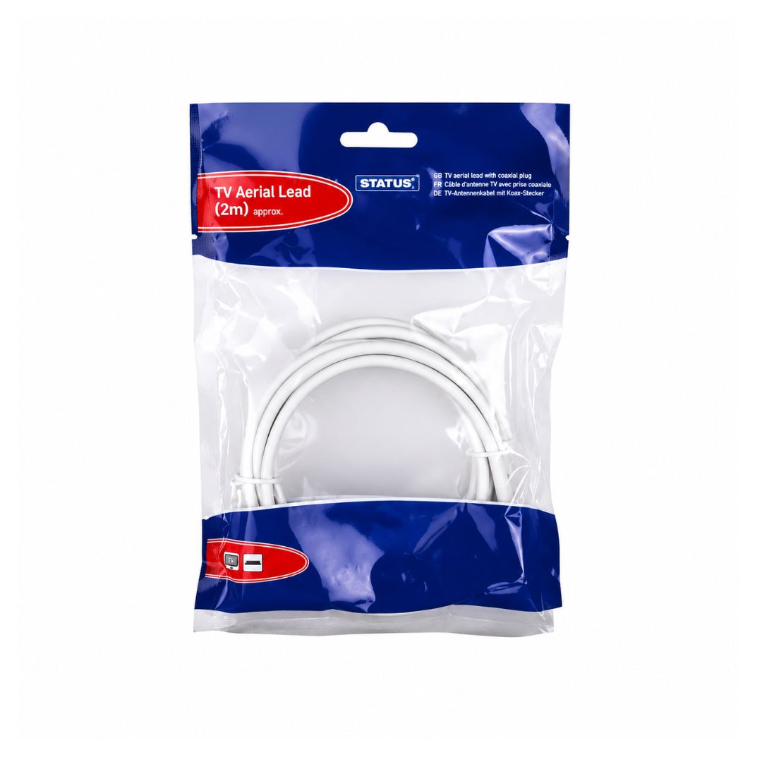 2 Meter White Tv Aerial Lead