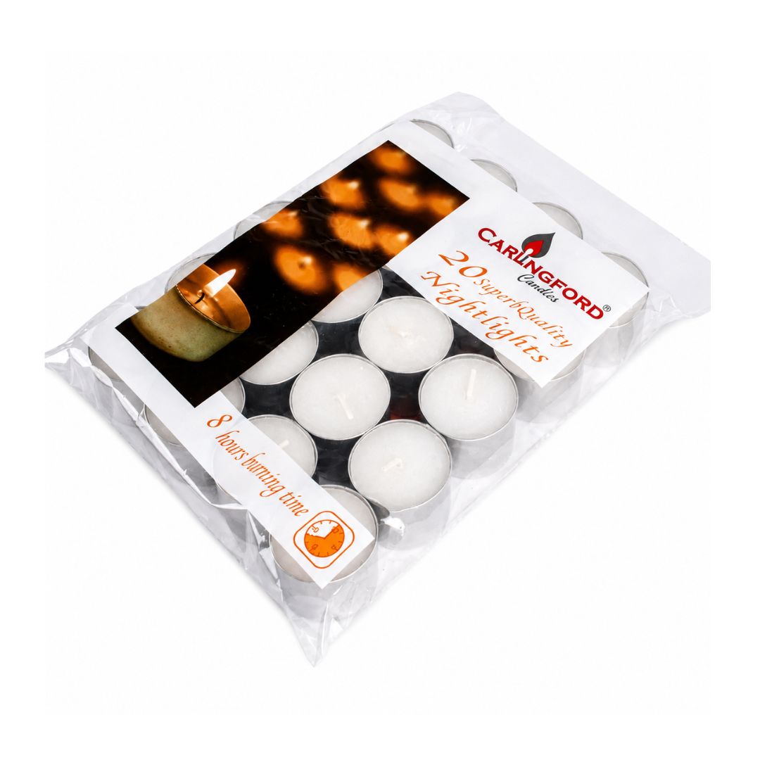 Carlingford Nightlighting Tealights Pack of 20 Long Lasting, High Quality Tealight Candles for Home & Events