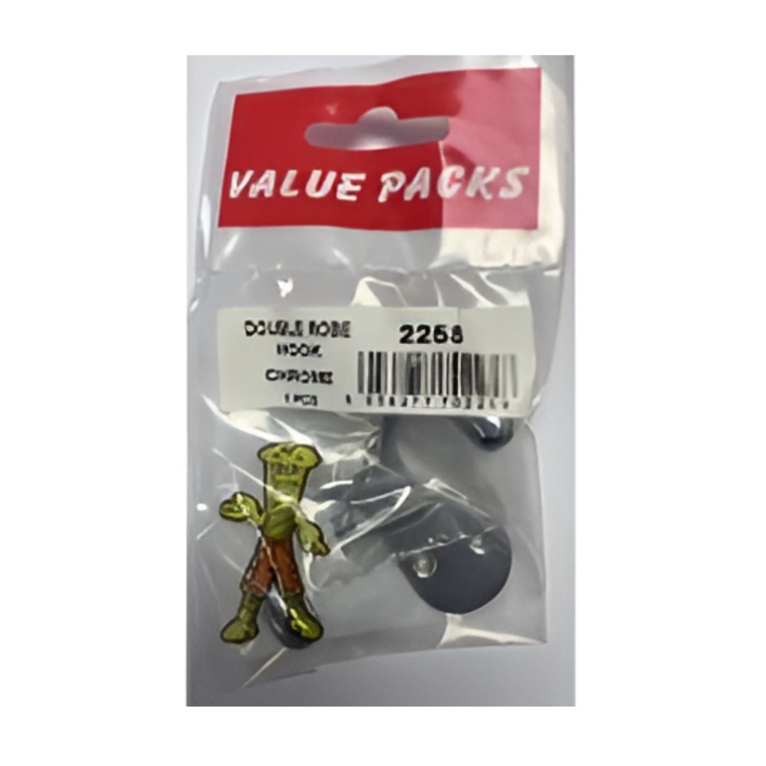 Value Pack Double Robe Hook Chromed