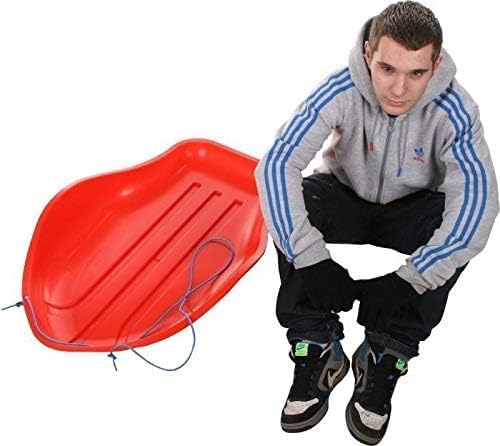 Toboggan Sleigh Sledge Rope Snow Sledge x 1  - Colour Red - Heavy Duty Durable For Adults Children