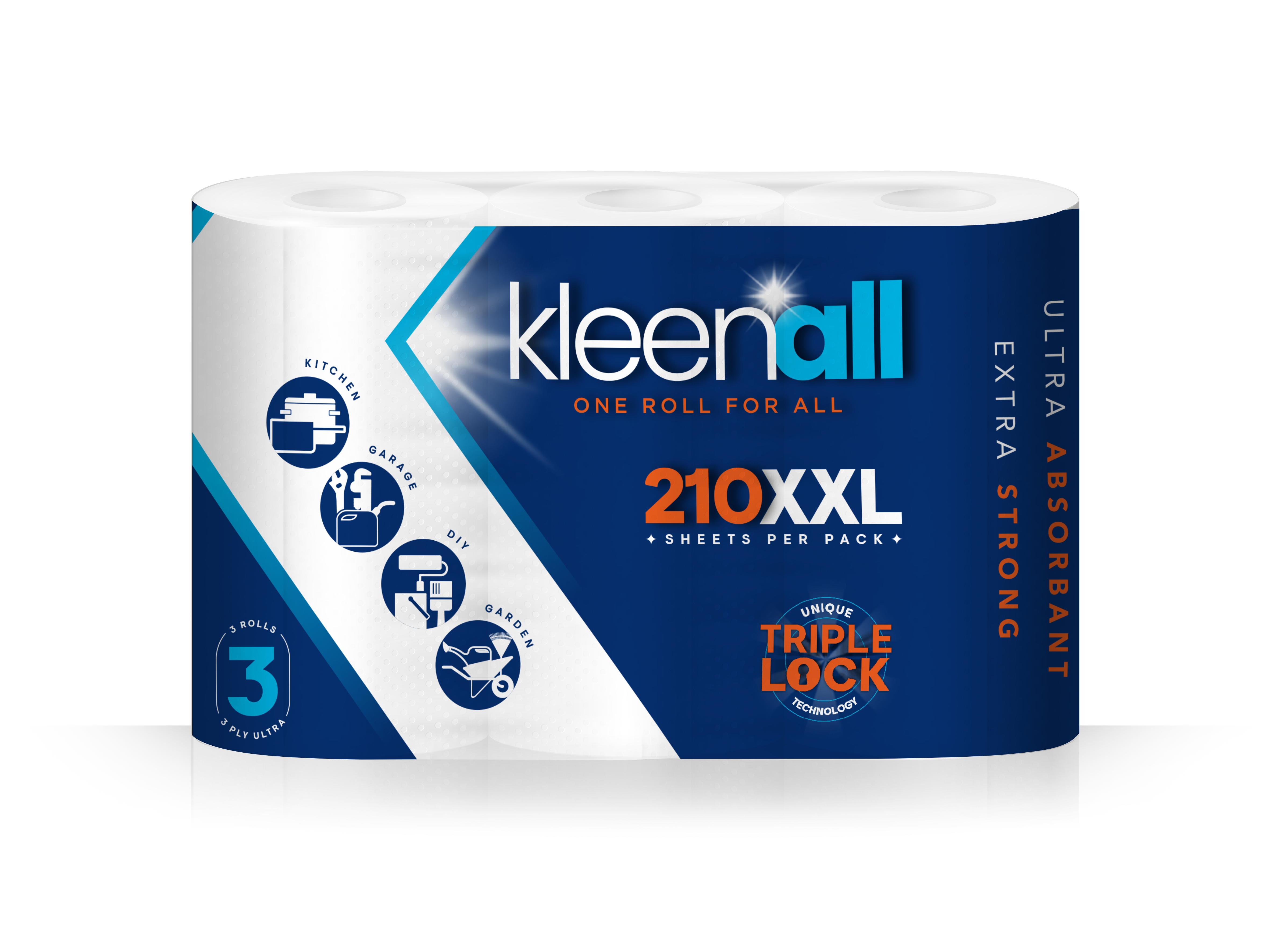 12 Rolls of Kleen All Kitchen Towel 3 Ply 3x4 Rolls