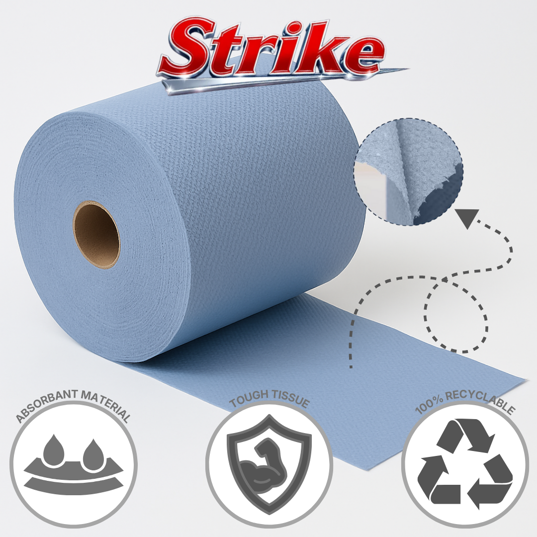 24 Rolls Blue Strike Embossed 2ply Wiper Paper Towel 45M (6*4)
