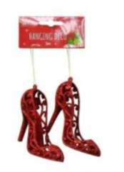 xmas glitter highheel 2pc 13x9cm