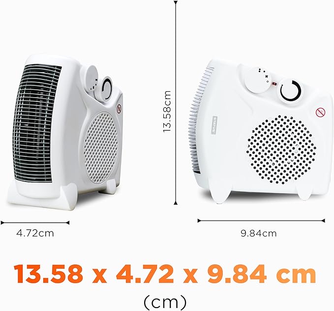 Status Dual Position Fan Heater 2000w UK Plug 2 Heat Settings Adjustable Thermostat Overheat Protection Portable White