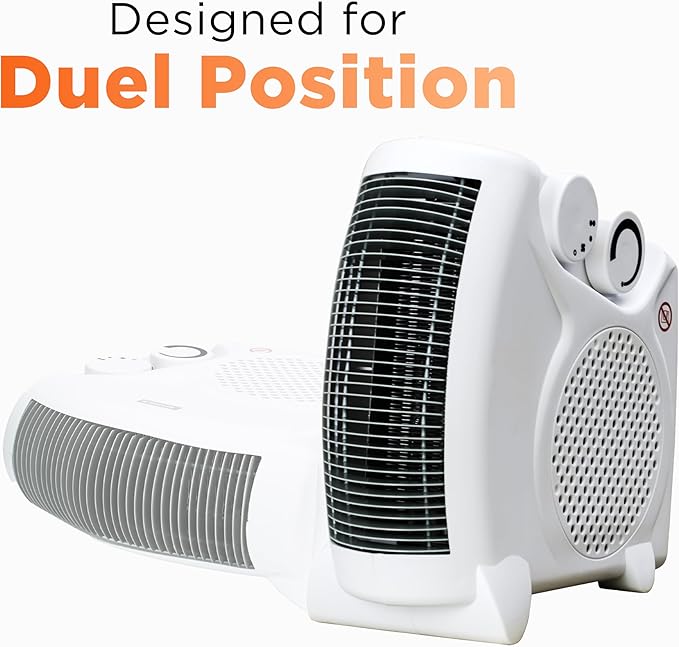 Status Dual Position Fan Heater 2000w UK Plug 2 Heat Settings Adjustable Thermostat Overheat Protection Portable White