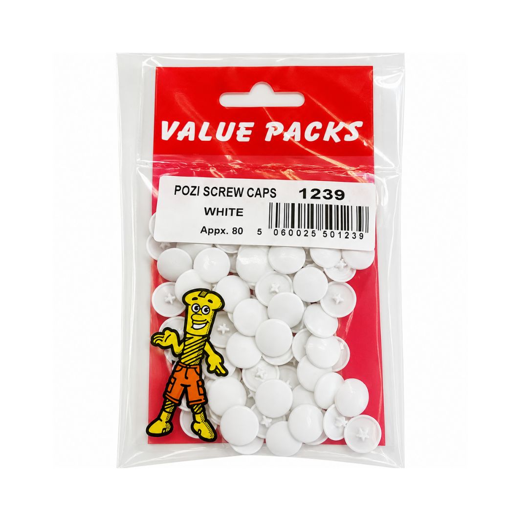 Pozi Caps White 50 Per Pack