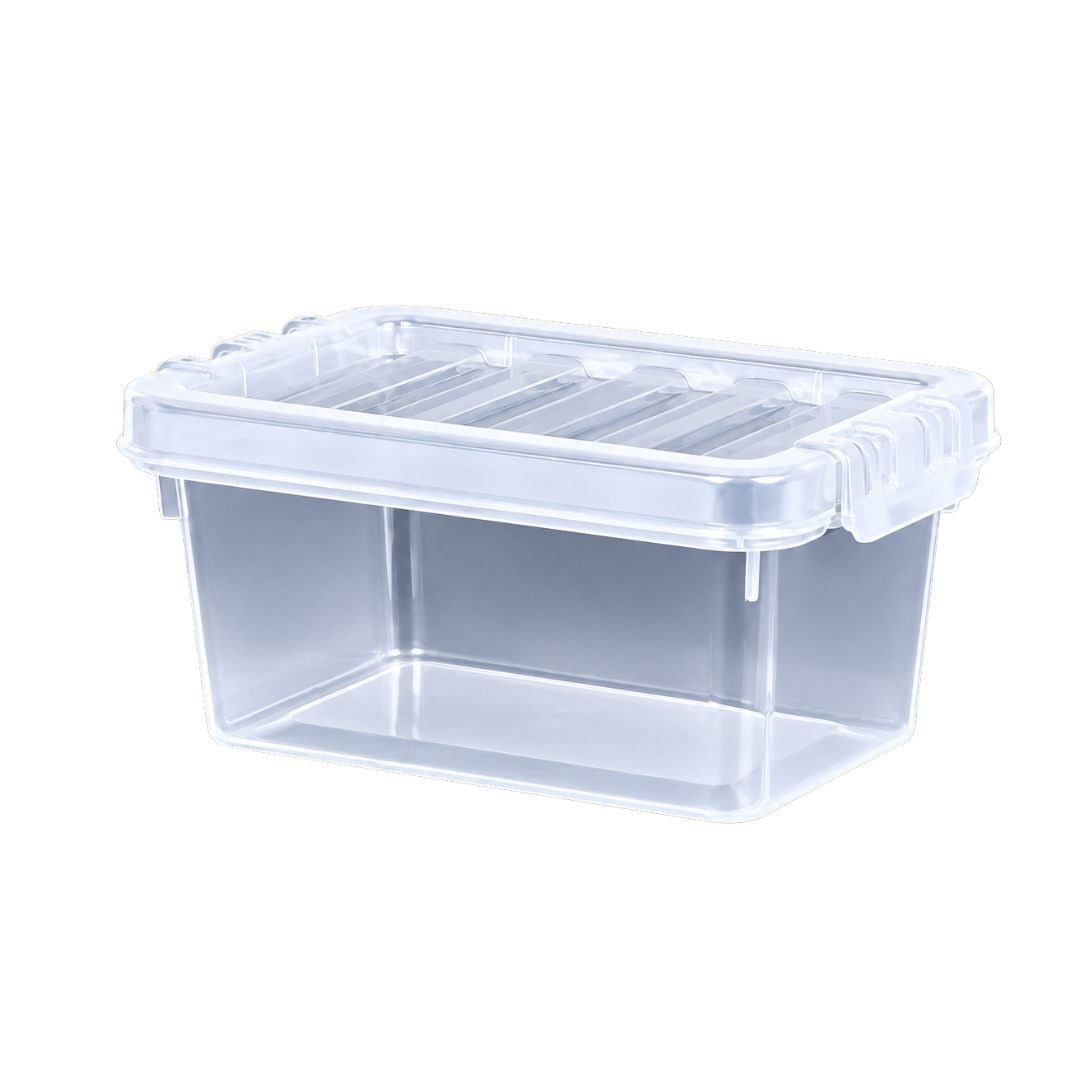 Wham 4L Crystal Clear Plastic Storage Box with Lid Transparent Kitchen & Home Organizer