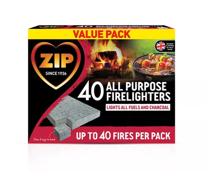 16 Boxes of 40 Cubes Zip High Performance All Purpose Firelighters