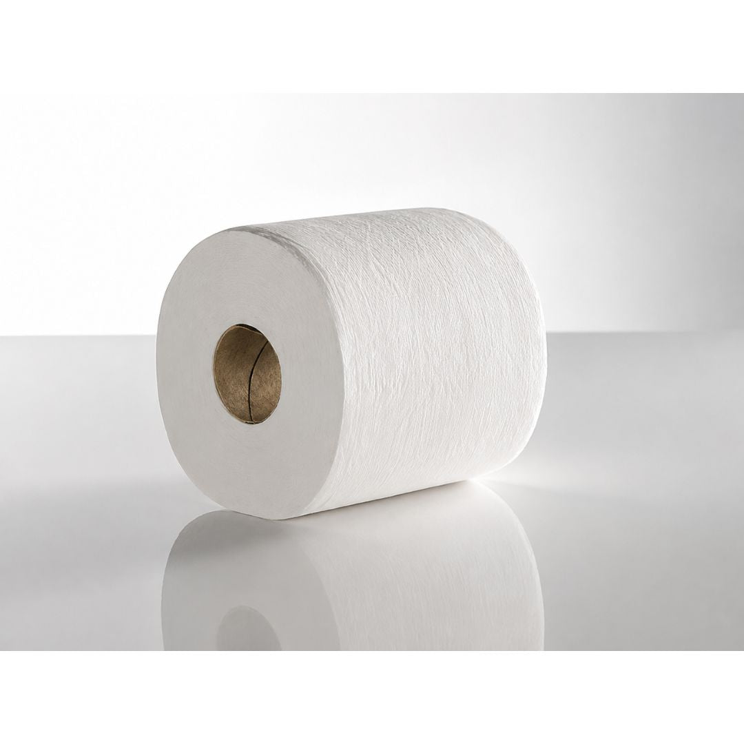 24 Superset Embossed 2 PLY White Centrefeed Paper Wiper Rolls Towels Perforated