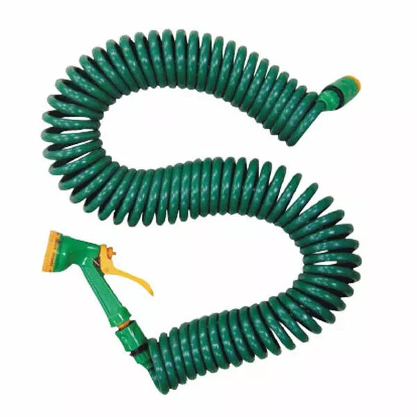 Blackspur 50ft Coil Garden Hose with Spray Nozzle