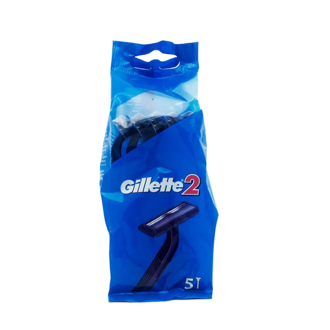 Gillette Disposable 2 Razors 5 Pack Smooth Shaving Twin Blade Razors ...