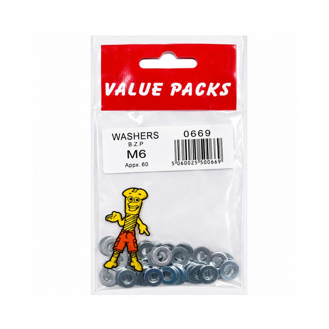 Homeware Essentials Washers 6mm Appx.60