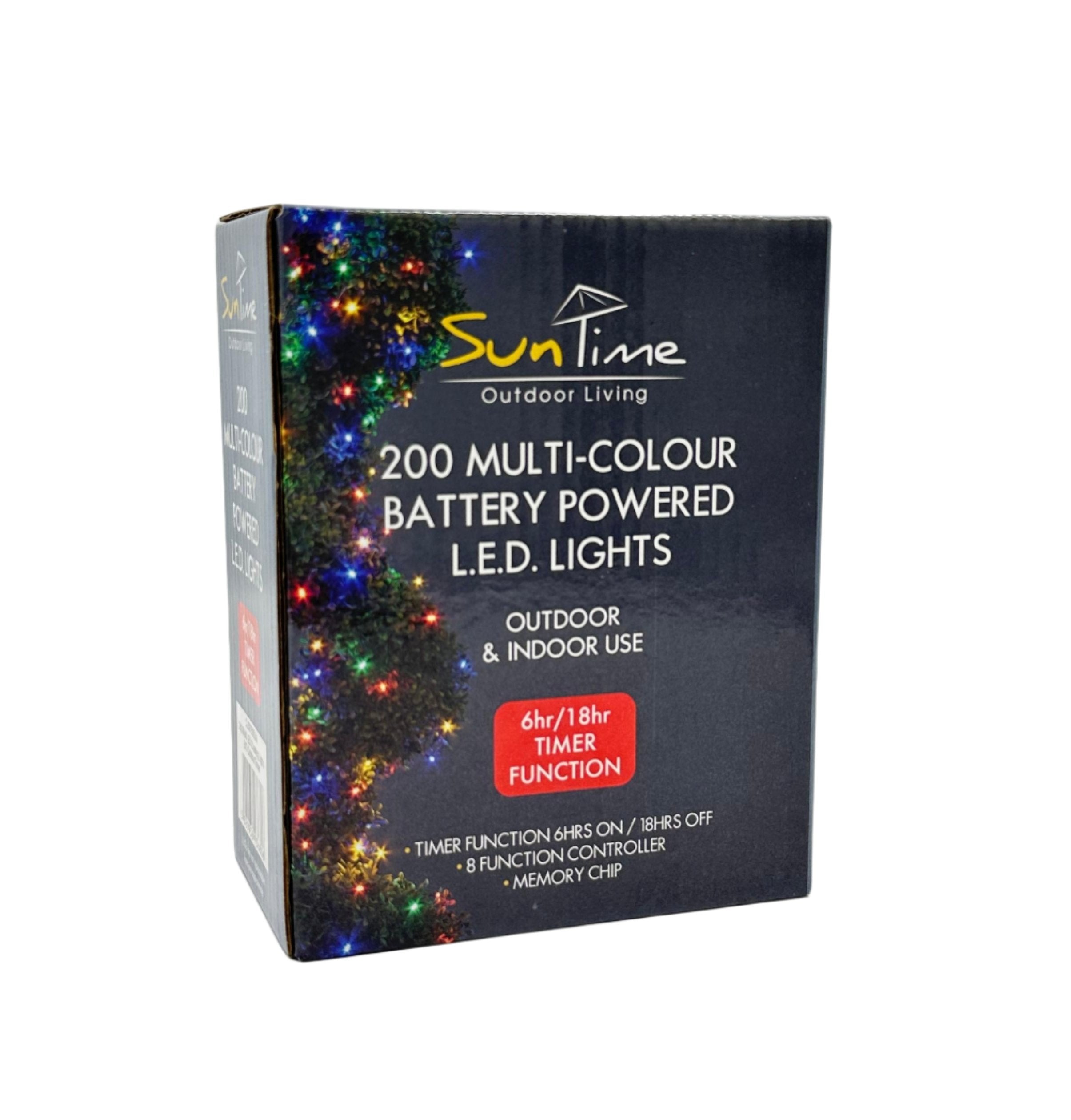 Suntime 200 Multi-Colour Battery Powered L.E.D Lights 14.9m