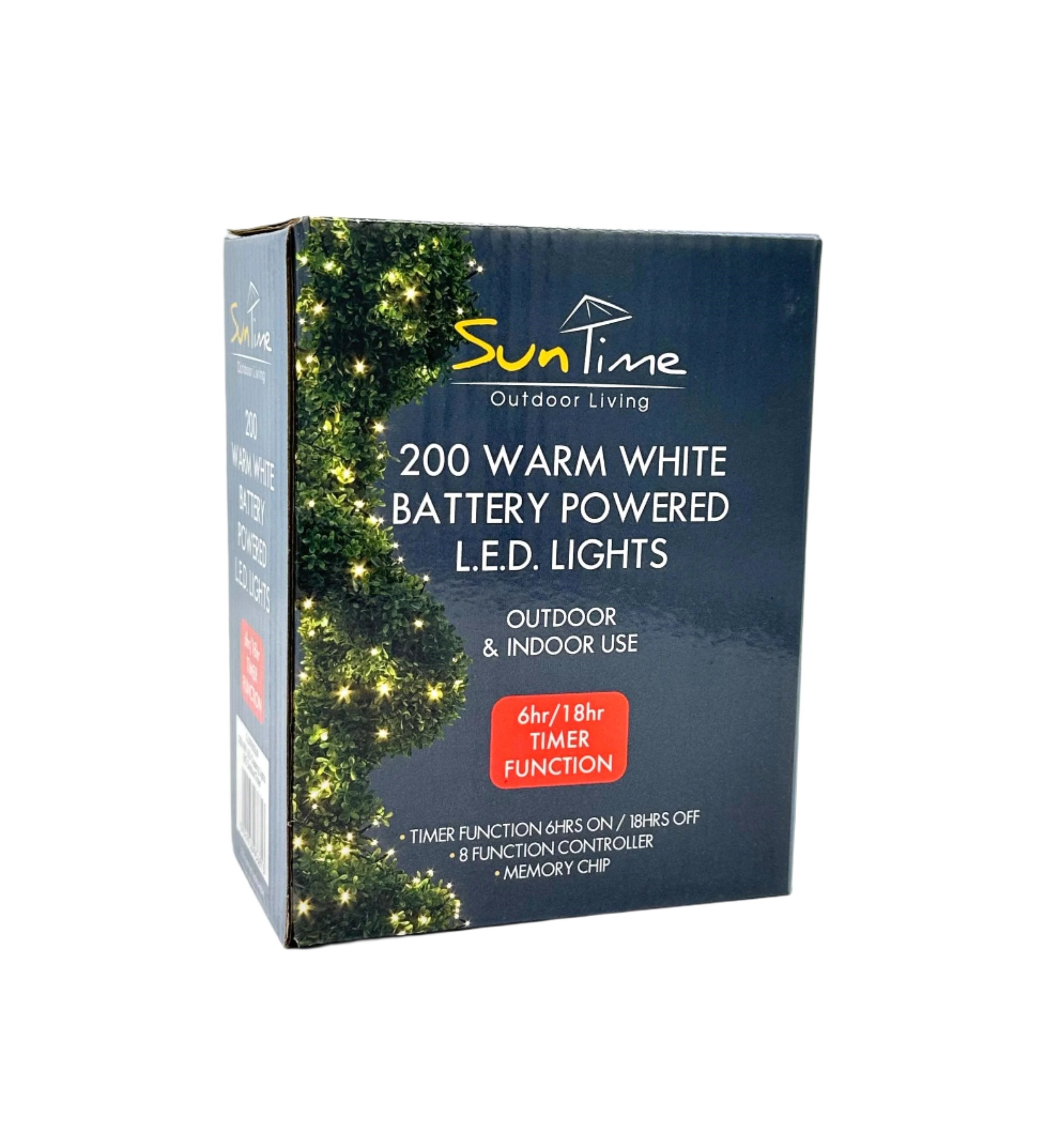 Sun Time 200 Warm White Battery Powered L.E.D Lights 14.9m