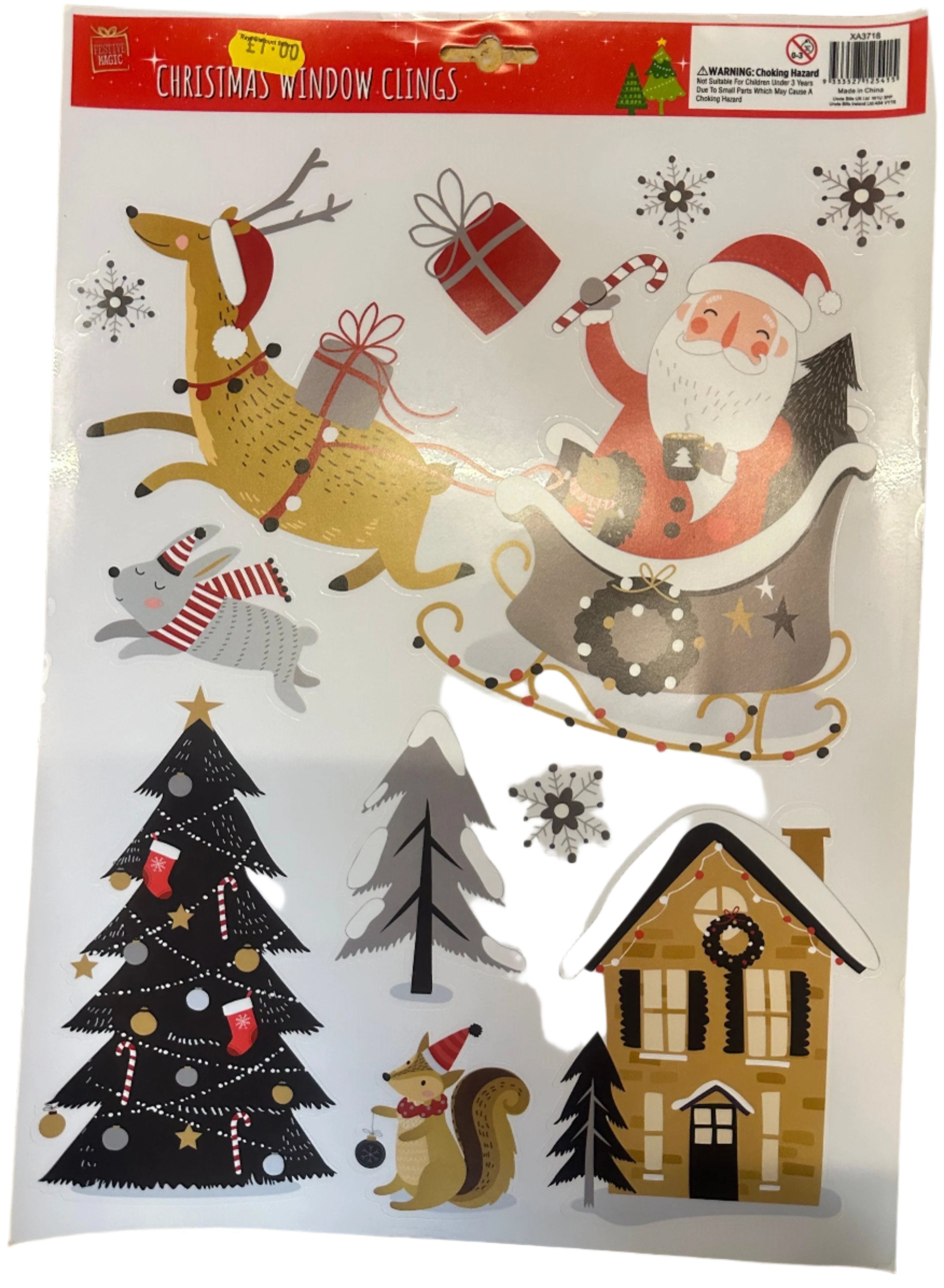 Christmas Window Clings 6 Cards