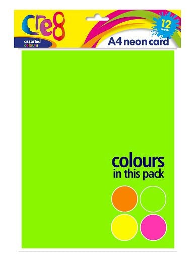 A4 Neon Card, 12 sheets