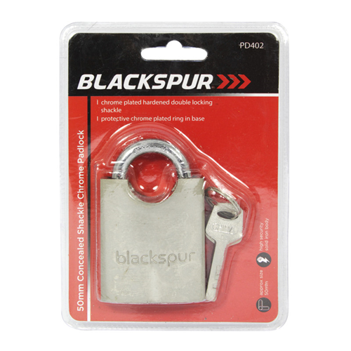 Blackspur 50mm Concealed Shackle Chrome Padlock