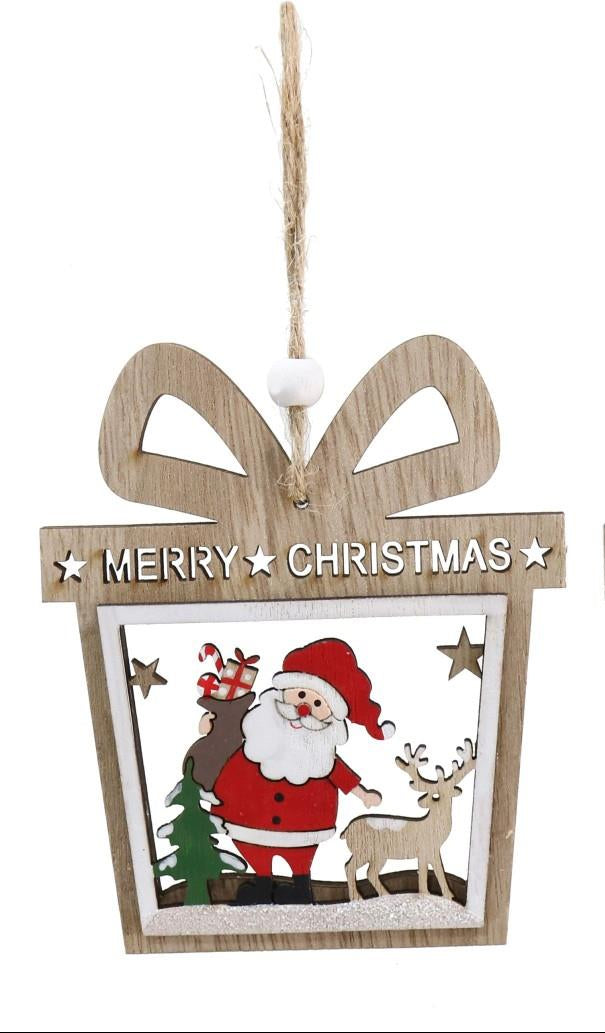 Hanging Deco Santa Present 11cm