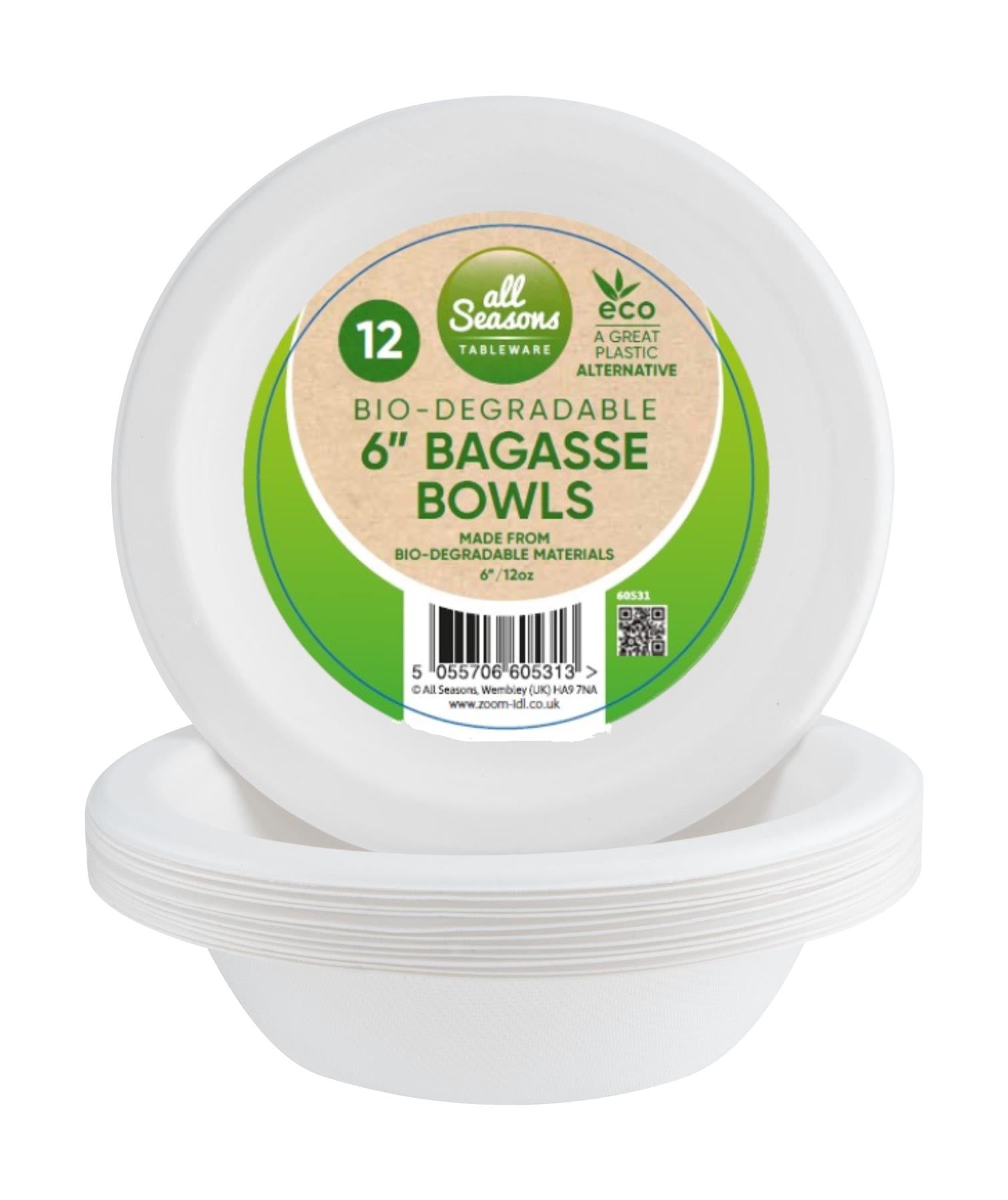 All Season – 12 Pack Bagasse Bowls – 6 inch, 12oz