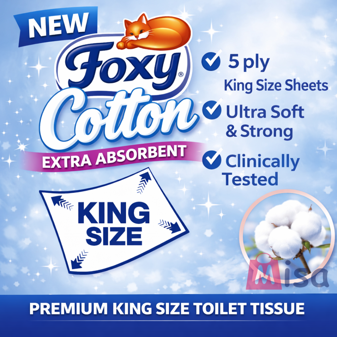 40 x FOXY COTTON TOILET ROLL 5ply 120Sht /Roll FSC®