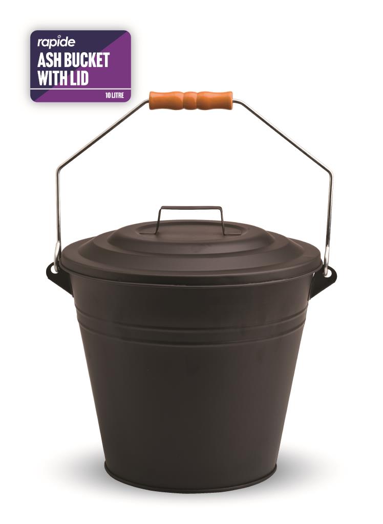 10L Metal Ash Bucket with Lid Durable Coal Storage Bin Fireplace Ash ...