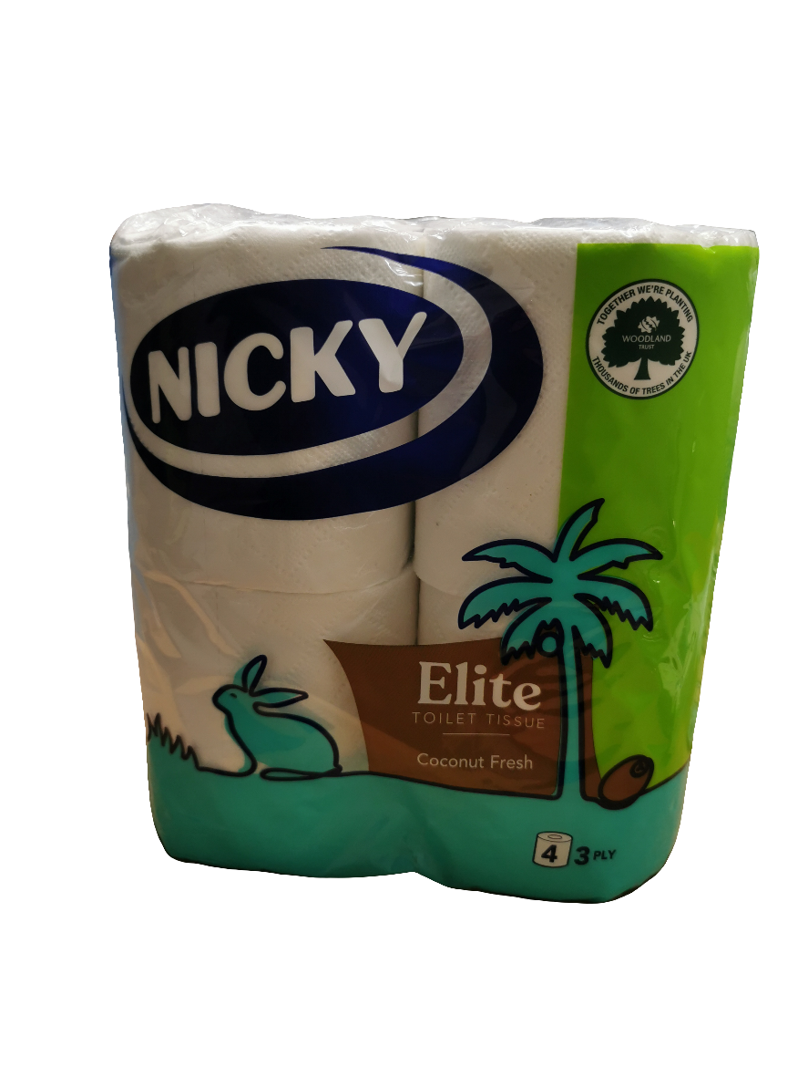 Nicky Elite Coconut Fresh Toilet Roll 4 PACK