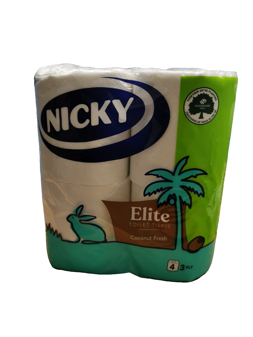 Nicky Elite Coconut Fresh Toilet Roll 4 PACK