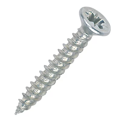 6 X 1'' Pozi Csk Hardened Twinthread Woodscrews Zinc 50 Per Pack