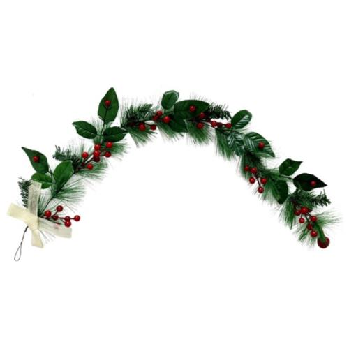 Berry Holly Swag With Bow 90CM