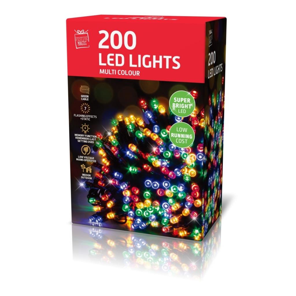 Mains Powered Indoor / Outdoor LED Lights 200 Multi