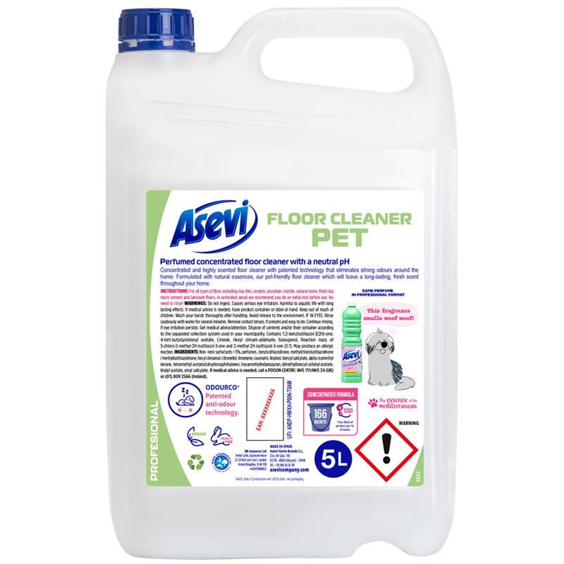 Asevi Concentrated Floor Cleaner 5L Bottle In Mio And Pet