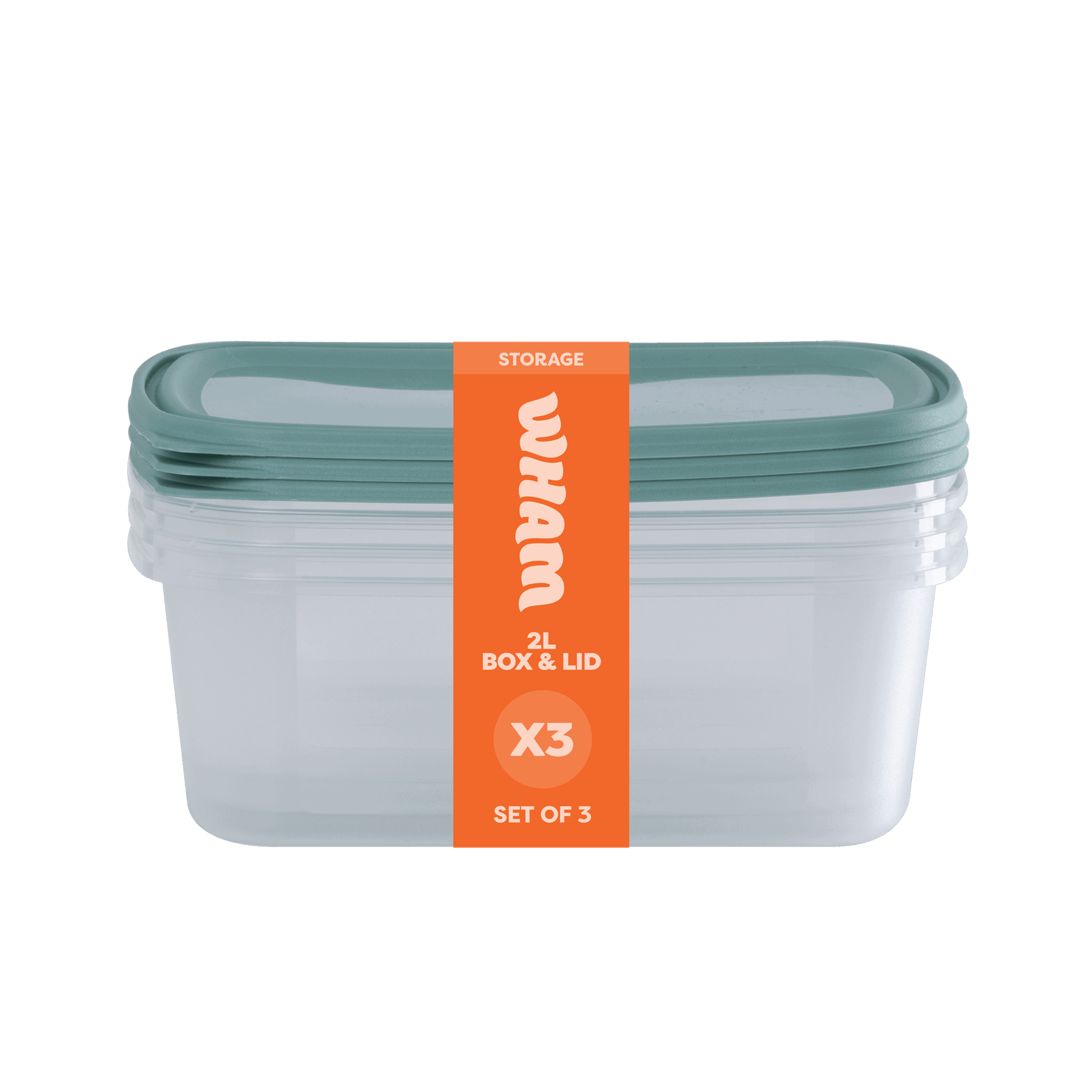 Set 3 Everyday 2L Food Box & Lid Clear