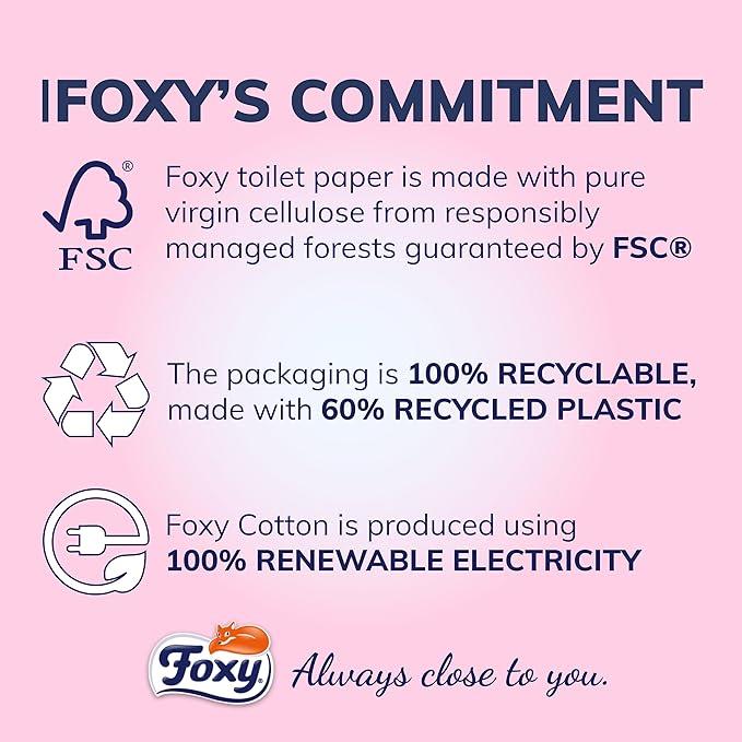 Foxy Silk | Toilet Paper 200 Sheets x 45 Rolls | 3 Ply High Thickness | Recyclable Packaging Made with Recycled Plastic