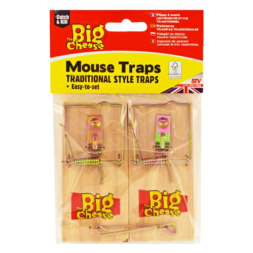 The Big Cheese Easy-to-Set Traditional Style Mouse Trap - Pack of 2