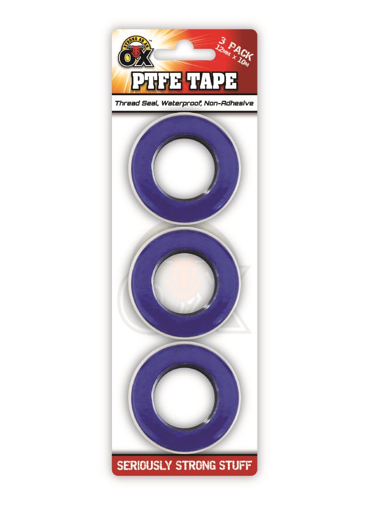 Strong  PTFE Thread Seal Tape - Pack of 3-12mmx 10m