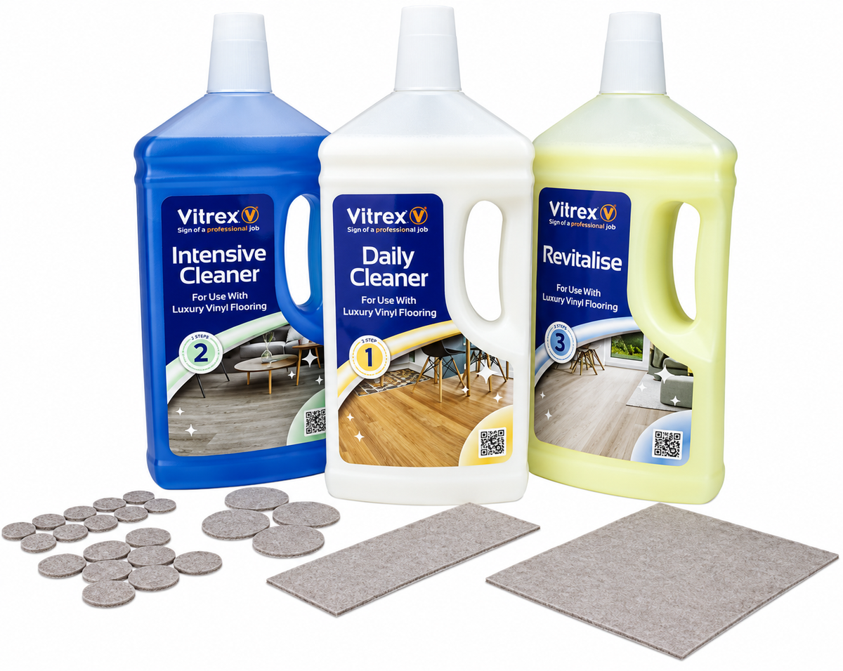 Vitrex Vinyl Tile Cleaning Care Kit Complete Floor Care Kit for Cleaning & Maintaining Vinyl Tiles