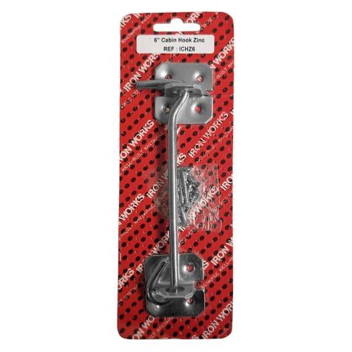 Iron Works 6'' Cabin Hooks Zinc 1 Per Pack