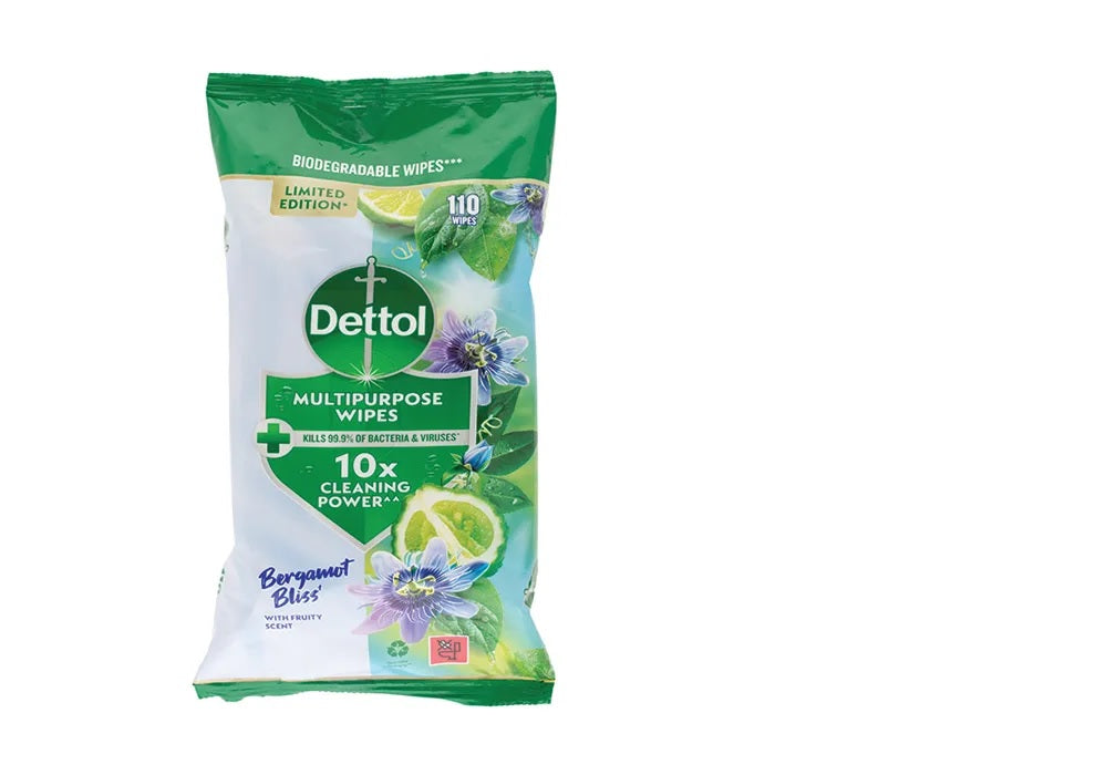 Dettol Multipurpose Wipes- Bergamot Bliss (Pack of 110)