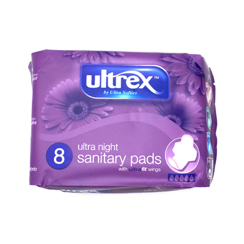 Ultrex Ultra Night Sanitary Pads with wings 8 Pack